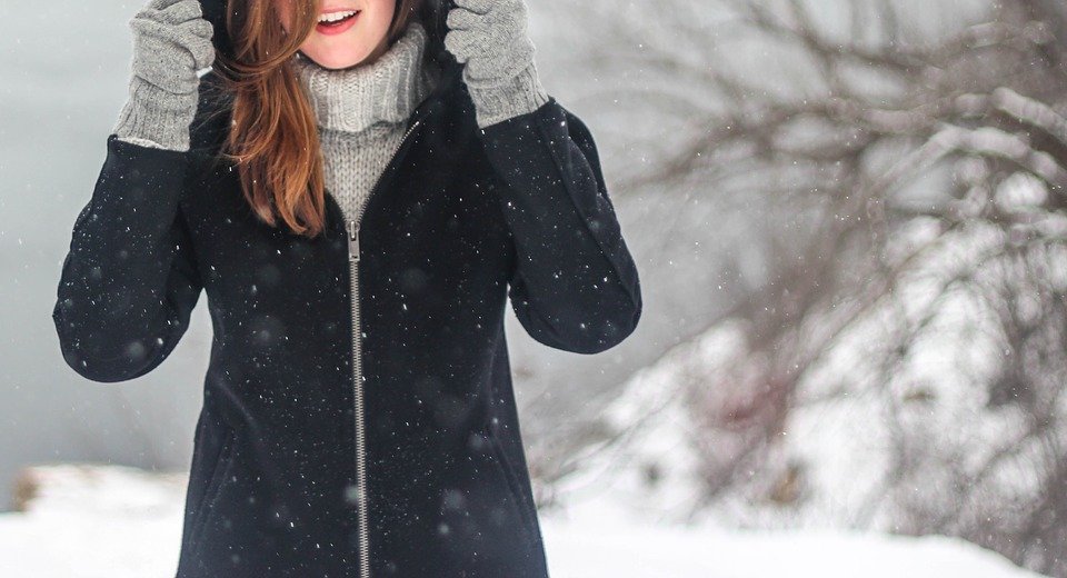 woman-in coat in snowy weather